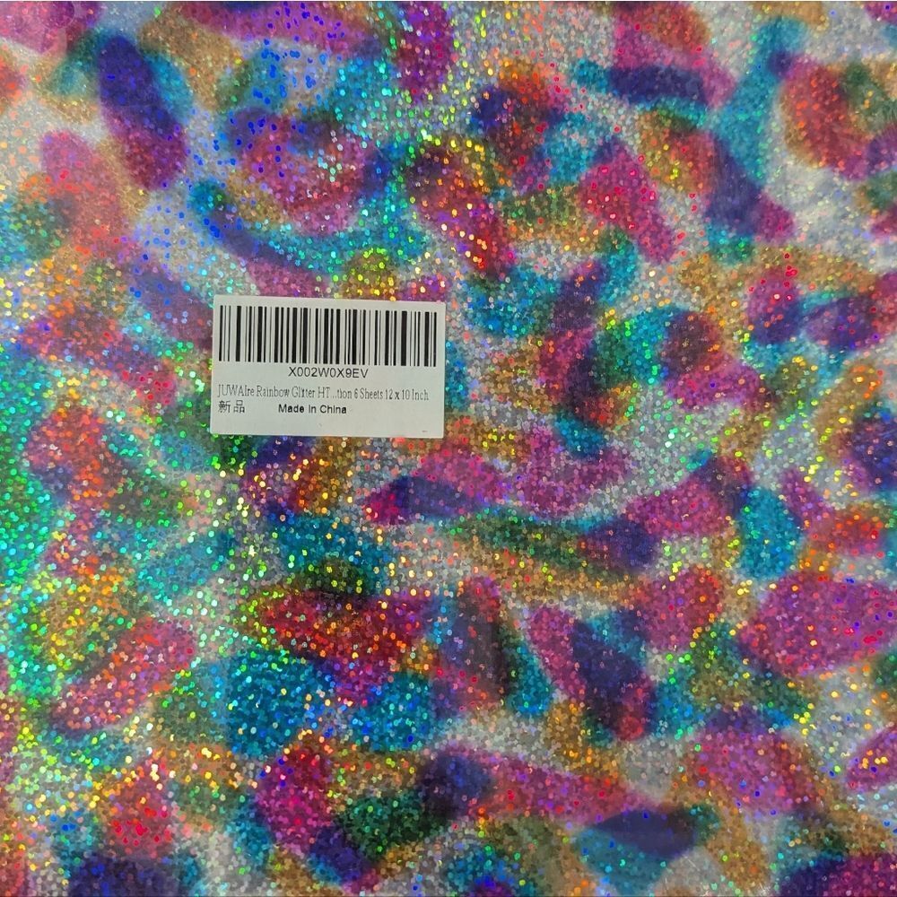💎2/25 Holographic Rainbow Glitter Heat Transfer Vinyl 12x10 In - 6 Sheets Total